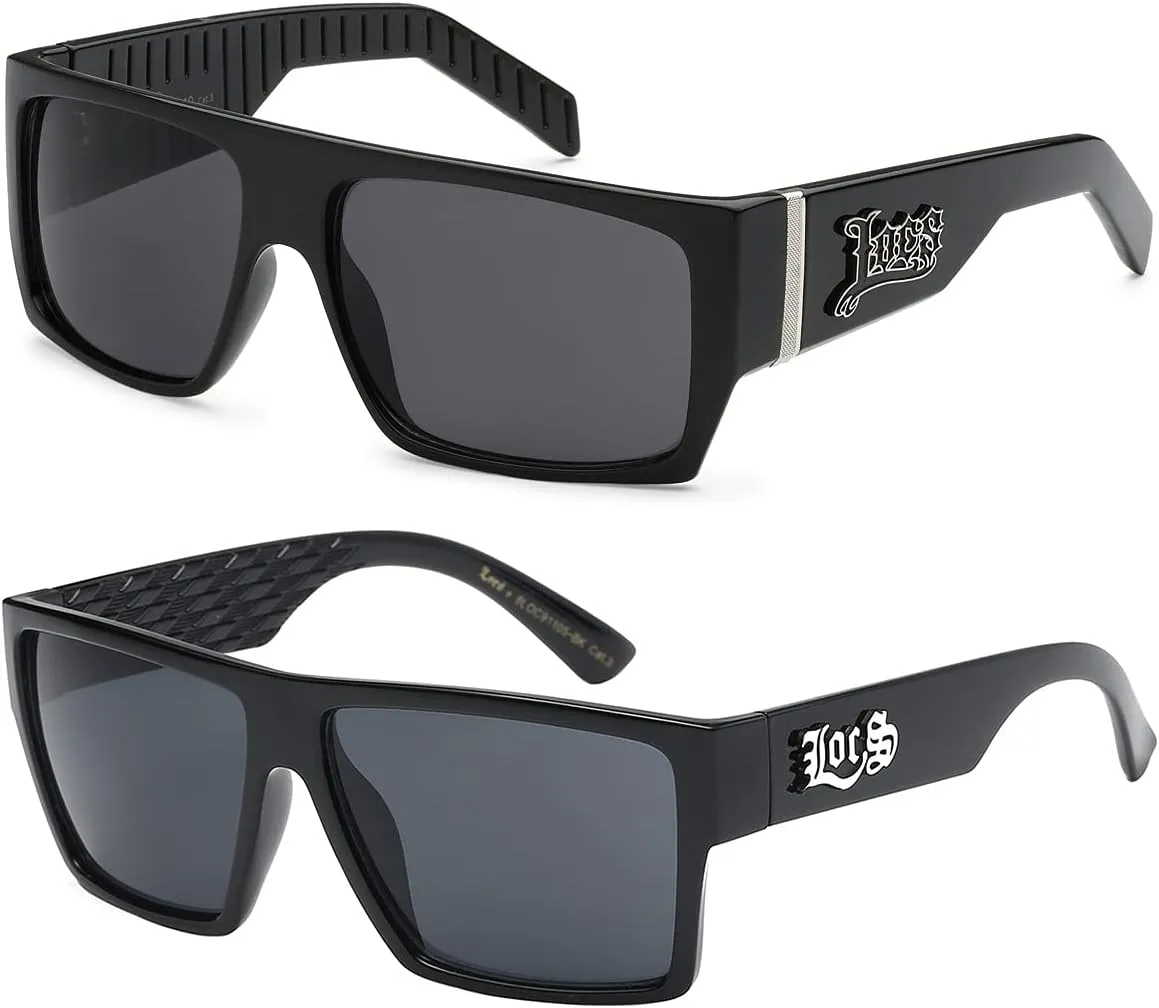 2 Pack FLAT TOP LOCS Sunglasses | BLACK Hardcore Designer Gangster Cholo Shades