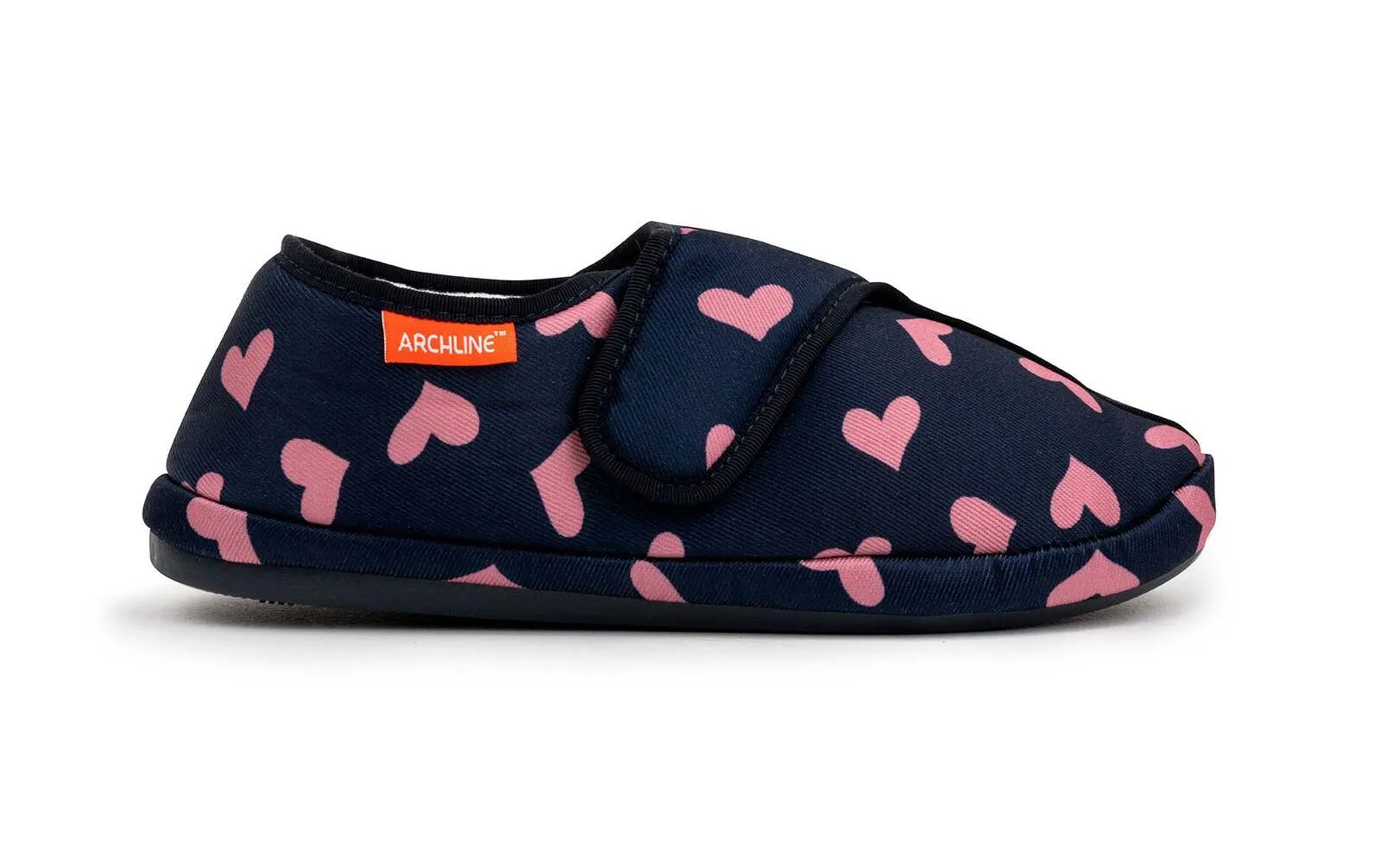 ARCHLINE Orthotic Plus Slippers Closed Scuffs Pain Relief Moccasins - Navy Hearts - EU 40