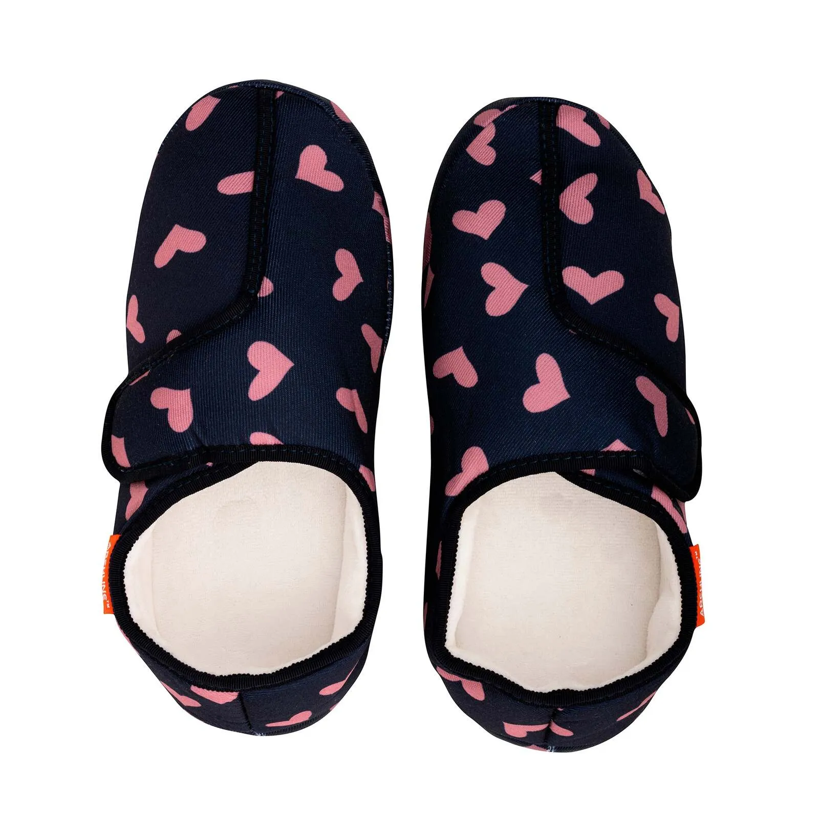 ARCHLINE Orthotic Plus Slippers Closed Scuffs Pain Relief Moccasins - Navy Hearts - EU 40