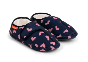ARCHLINE Orthotic Plus Slippers Closed Scuffs Pain Relief Moccasins - Navy Hearts - EU 40