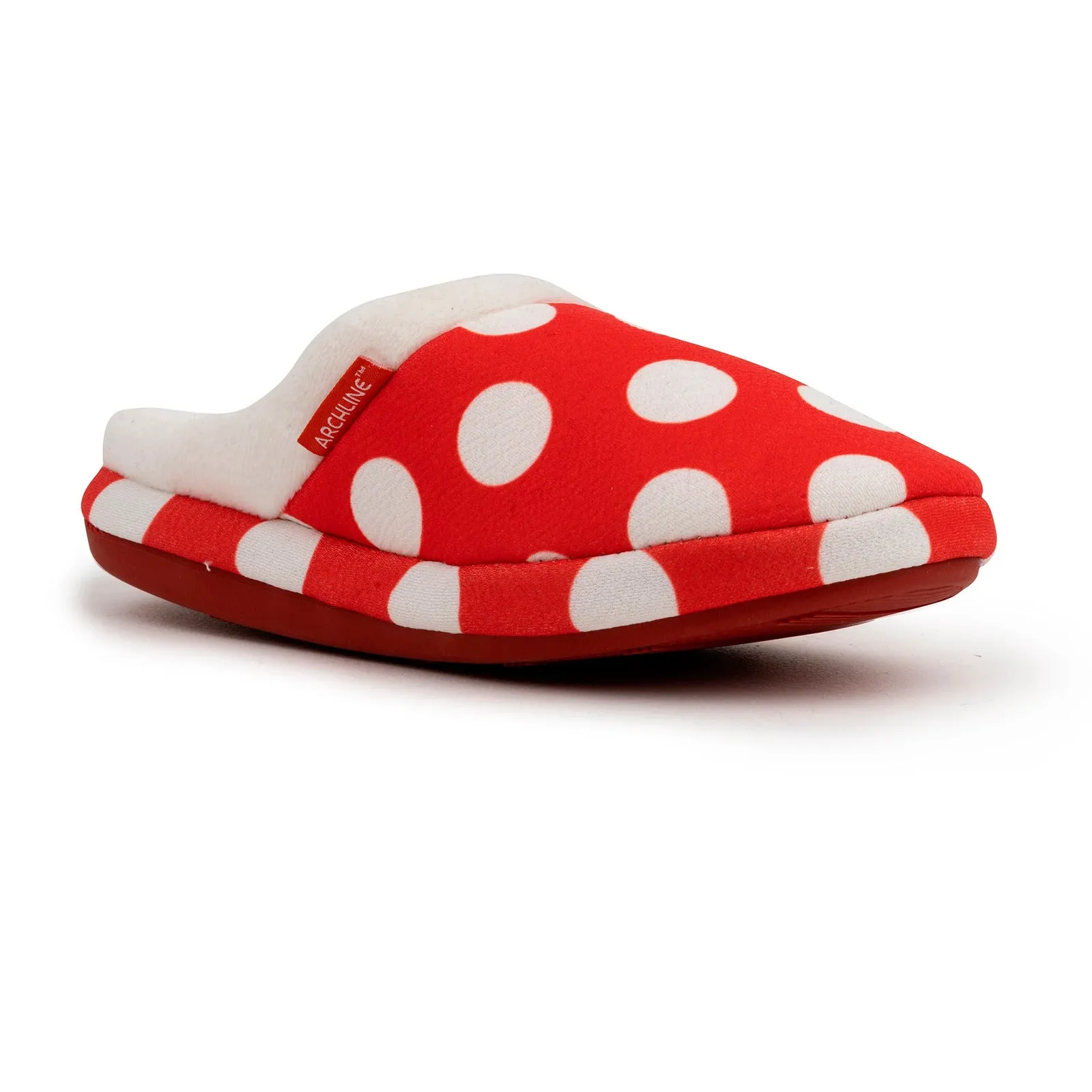ARCHLINE Orthotic Slippers Slip On Scuffs Pain Relief Moccasins - Red Polka Dot - EUR 38 (Womens US 7)