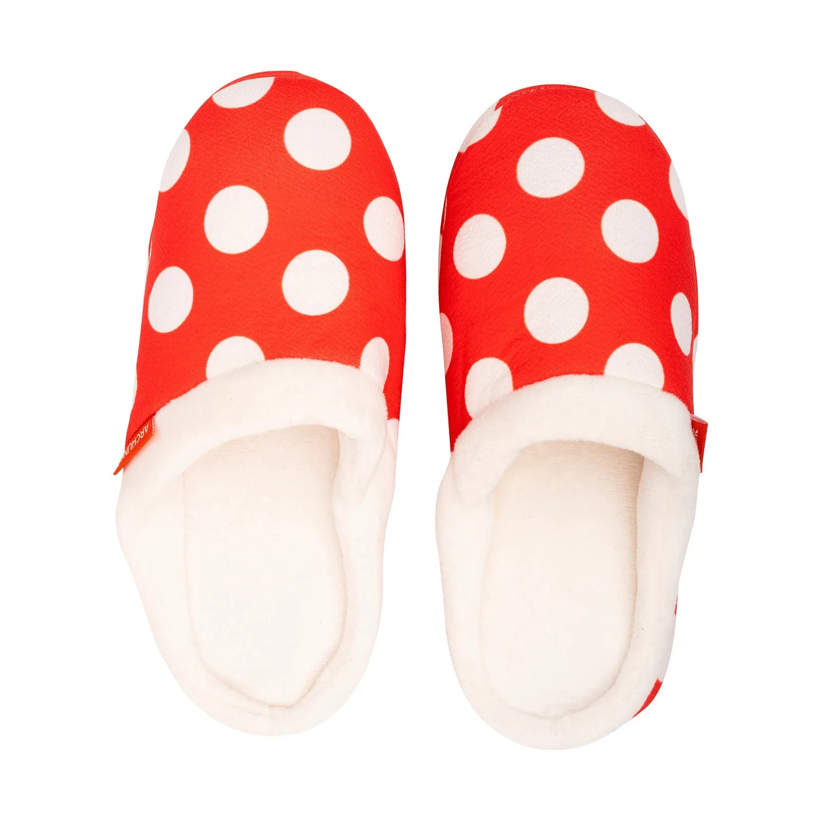 ARCHLINE Orthotic Slippers Slip On Scuffs Pain Relief Moccasins - Red Polka Dot - EUR 38 (Womens US 7)