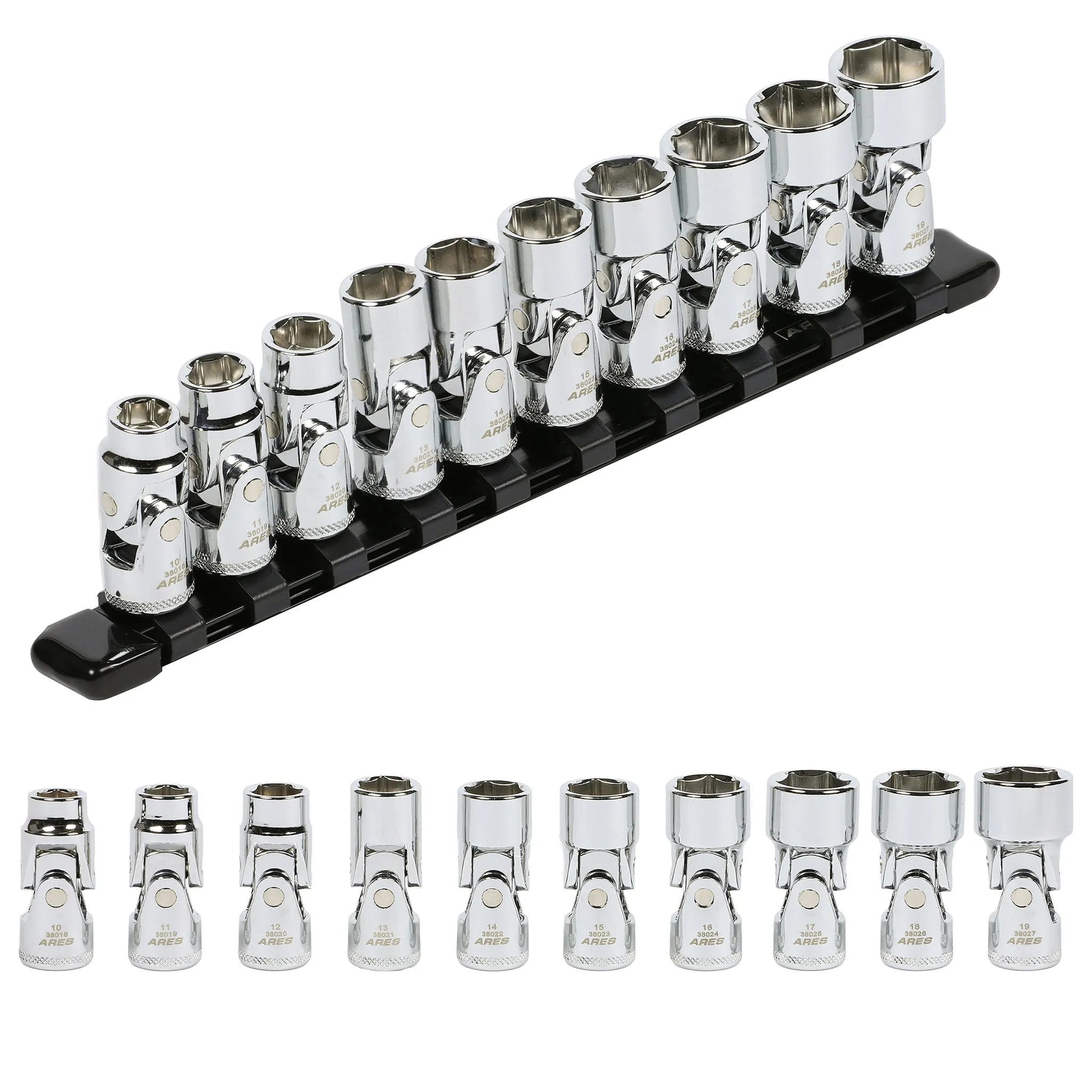 ARES 39015 - 10-Piece 3/8-Inch Drive Metric Universal Flex Socket Set