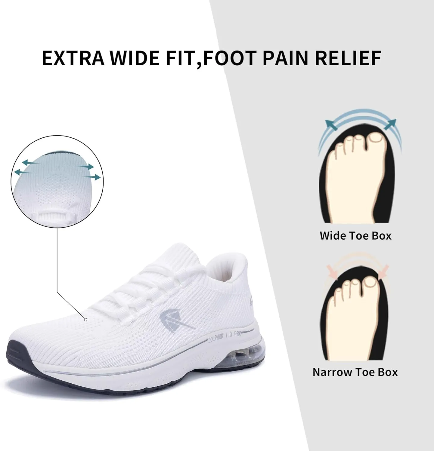 Autper Wide Toe Box Sneakers Women Slip-On Comfortable Air Walking Shoes with Arch Support Plantar Fasciitis Tennis Running Gym Athletic Shoes US6-11
