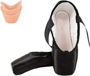 Ballet Shoes Adult Kids Ballet Pointe Shoes Nude/Black/Red Satin Girls Women Professional Dance Shoes With Ribbons Silicone Toe Pad Dance Slippers for Girls Toddlers Wome,SHhg894064998-Blackplus-11.5