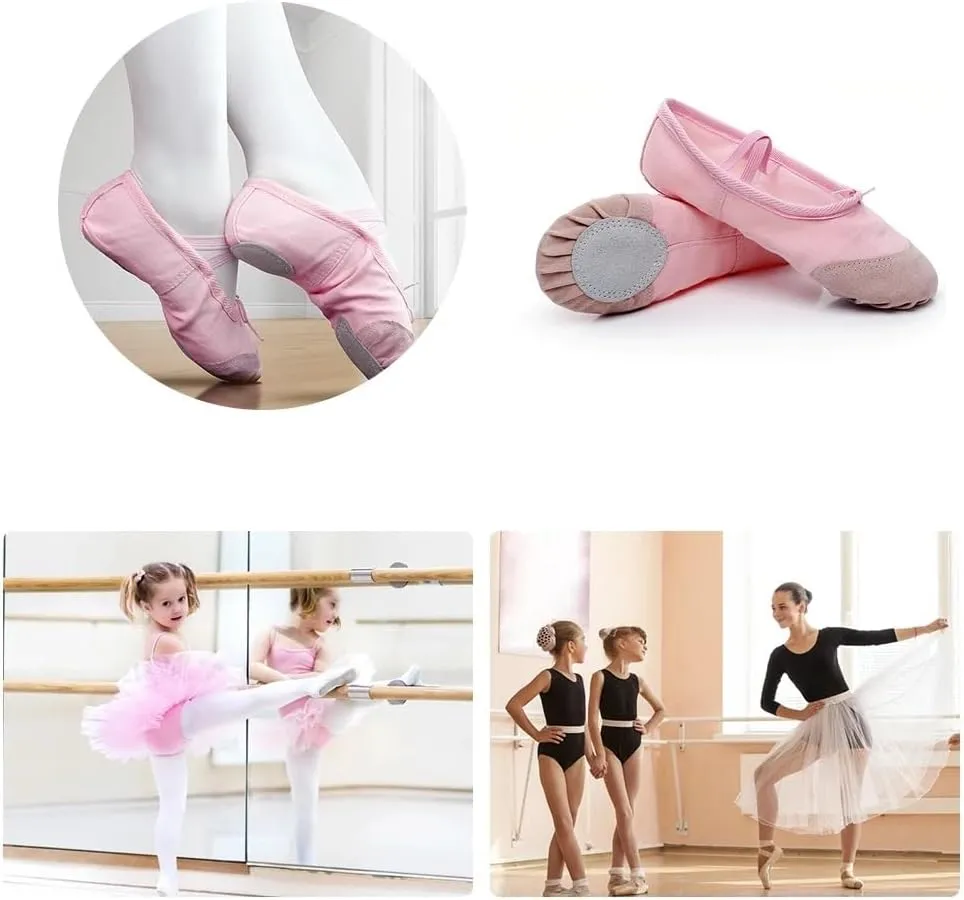 Ballet Shoes Ballet Shoes Girl Kids Dance Slippers Professional Canvas Soft Sole Ballet Dancing Girls Women Ballet Yoga Gym Dancer Shoes Dance Shoes(Black,27)