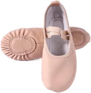 Ballet Shoes Children Gymnastics Dance Shoes Girls Soft Sole Adult Folk Dance Beginners PU Leather Pink Ballet Training Shoes for Women Dance Slippers for Girls ToddlersFree Lace Split Sole-32 EU
