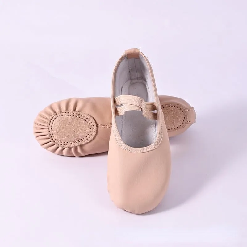 Ballet Shoes Children Gymnastics Dance Shoes Girls Soft Sole Adult Folk Dance Beginners PU Leather Pink Ballet Training Shoes for Women Dance Slippers for Girls ToddlersFree Lace Split Sole-32 EU