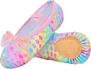 Ballet Shoes for Girls Toddler Ballet Dance Slippers Soft Leather Split Sole Flat Ballerina Shoes for Little Girls Kids