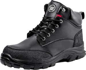Black Hammer Mens Safety Boots Steel Toe Cap S3 SRC Work Shoes Ankle Leather 7700 Black