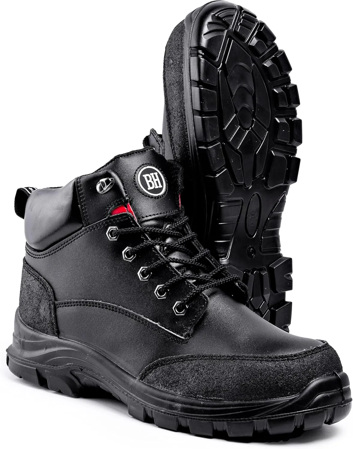 Black Hammer Mens Safety Boots Steel Toe Cap S3 SRC Work Shoes Ankle Leather 7700 Black