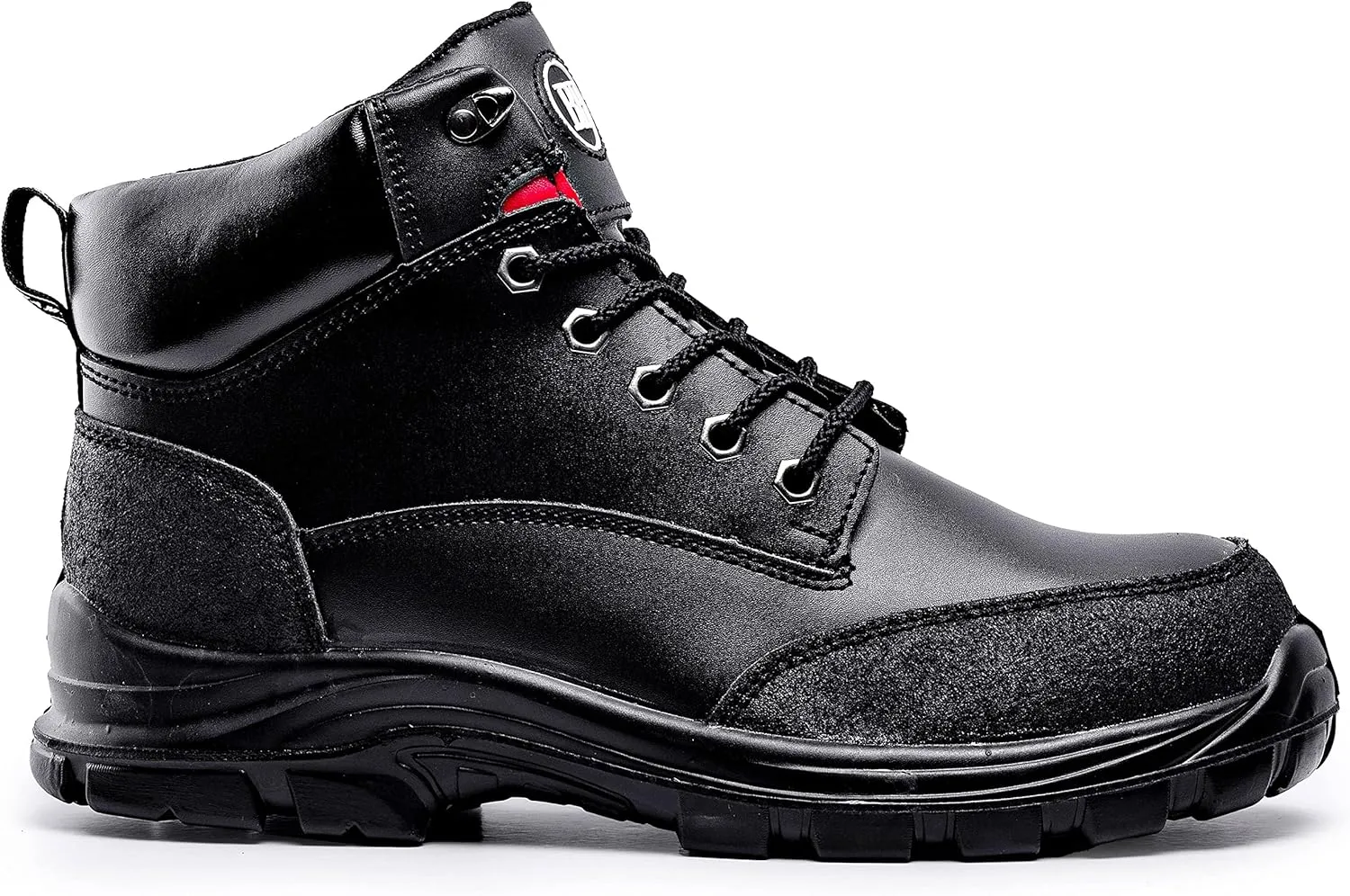 Black Hammer Mens Safety Boots Steel Toe Cap S3 SRC Work Shoes Ankle Leather 7700 Black