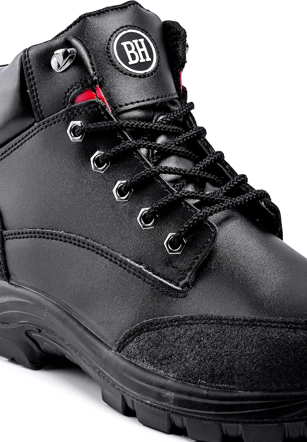 Black Hammer Mens Safety Boots Steel Toe Cap S3 SRC Work Shoes Ankle Leather 7700 Black