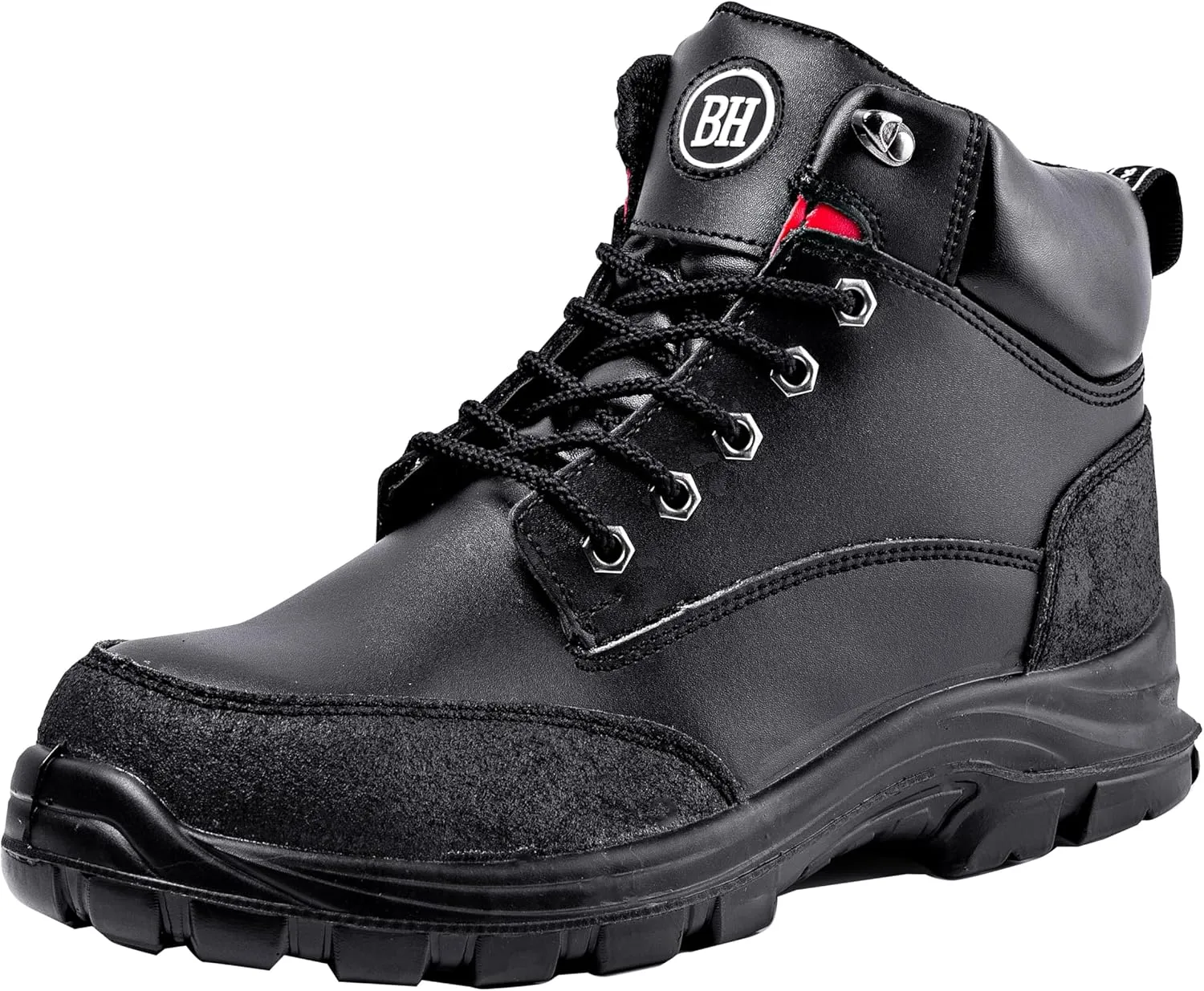 Black Hammer Mens Safety Boots Steel Toe Cap S3 SRC Work Shoes Ankle Leather 7700 Black