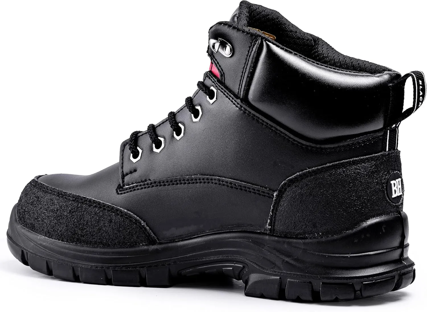 Black Hammer Mens Safety Boots Steel Toe Cap S3 SRC Work Shoes Ankle Leather 7700 Black