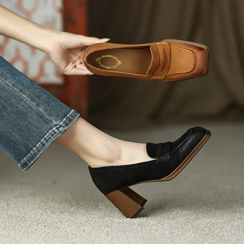 Black Heeled Loafers