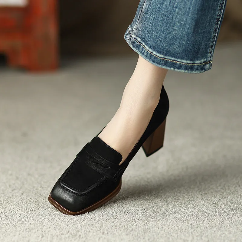 Black Heeled Loafers