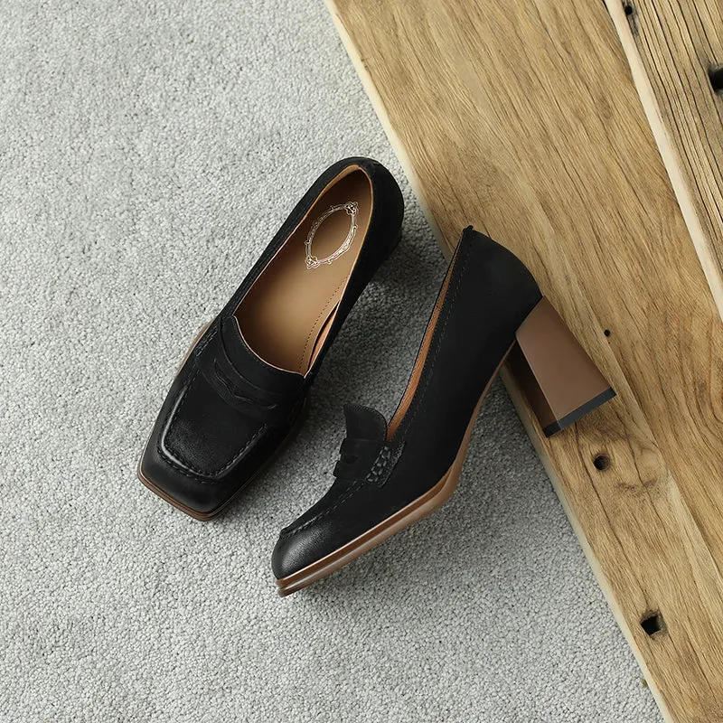 Black Heeled Loafers