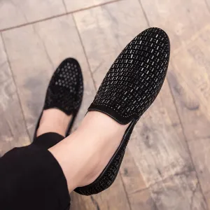 Black Rhinestone Men Dress Shoes