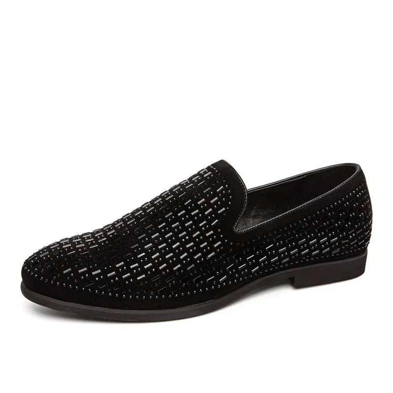 Black Rhinestone Men Dress Shoes