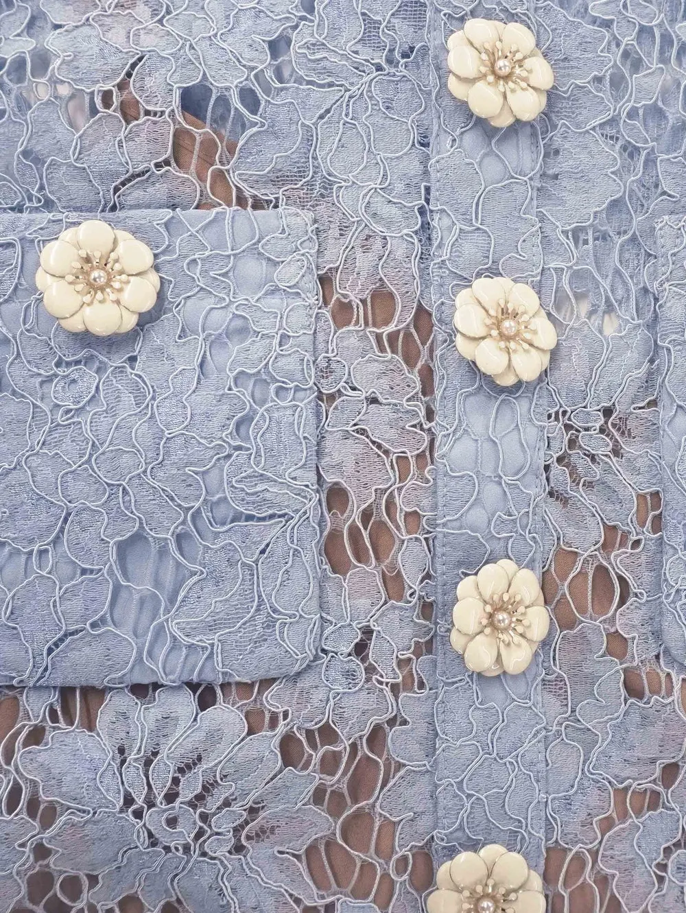Blue Fine Lace Mini Dress