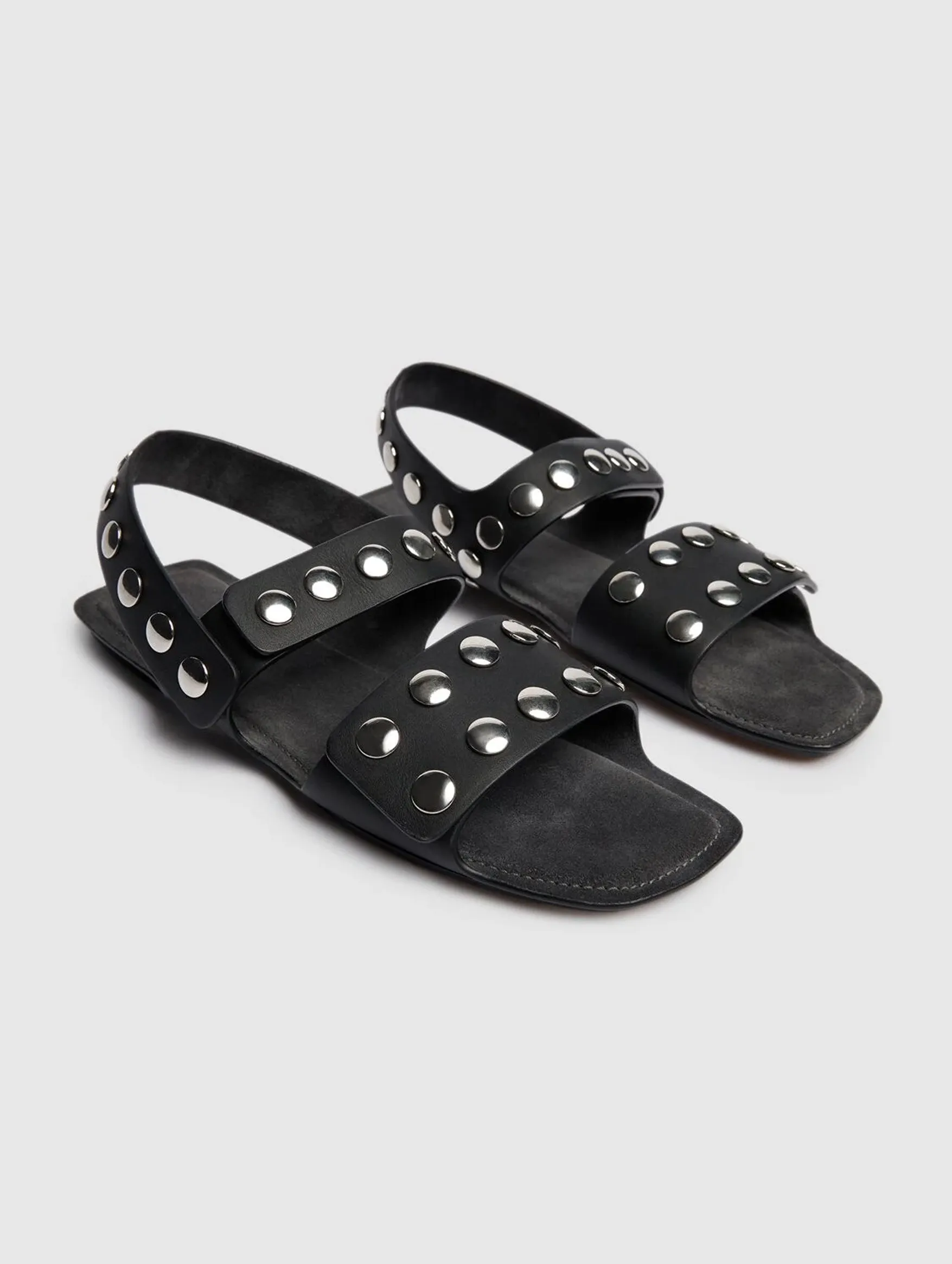 Boden Flat with Silver Studs in Black