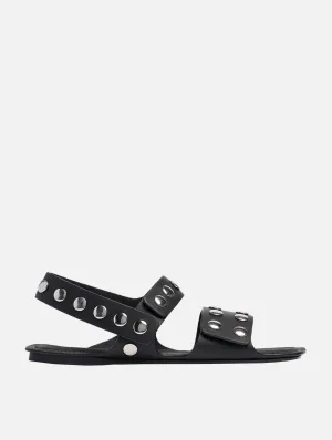 Boden Flat with Silver Studs in Black