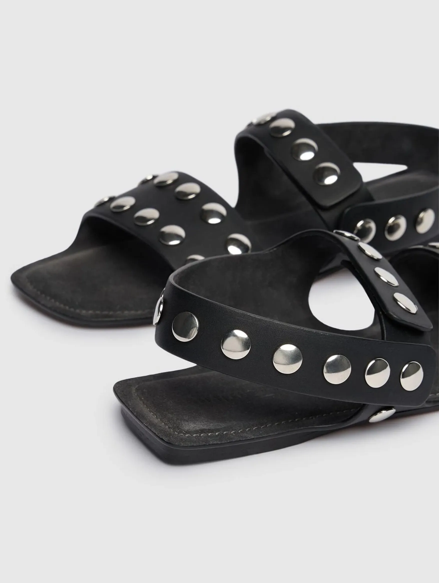 Boden Flat with Silver Studs in Black