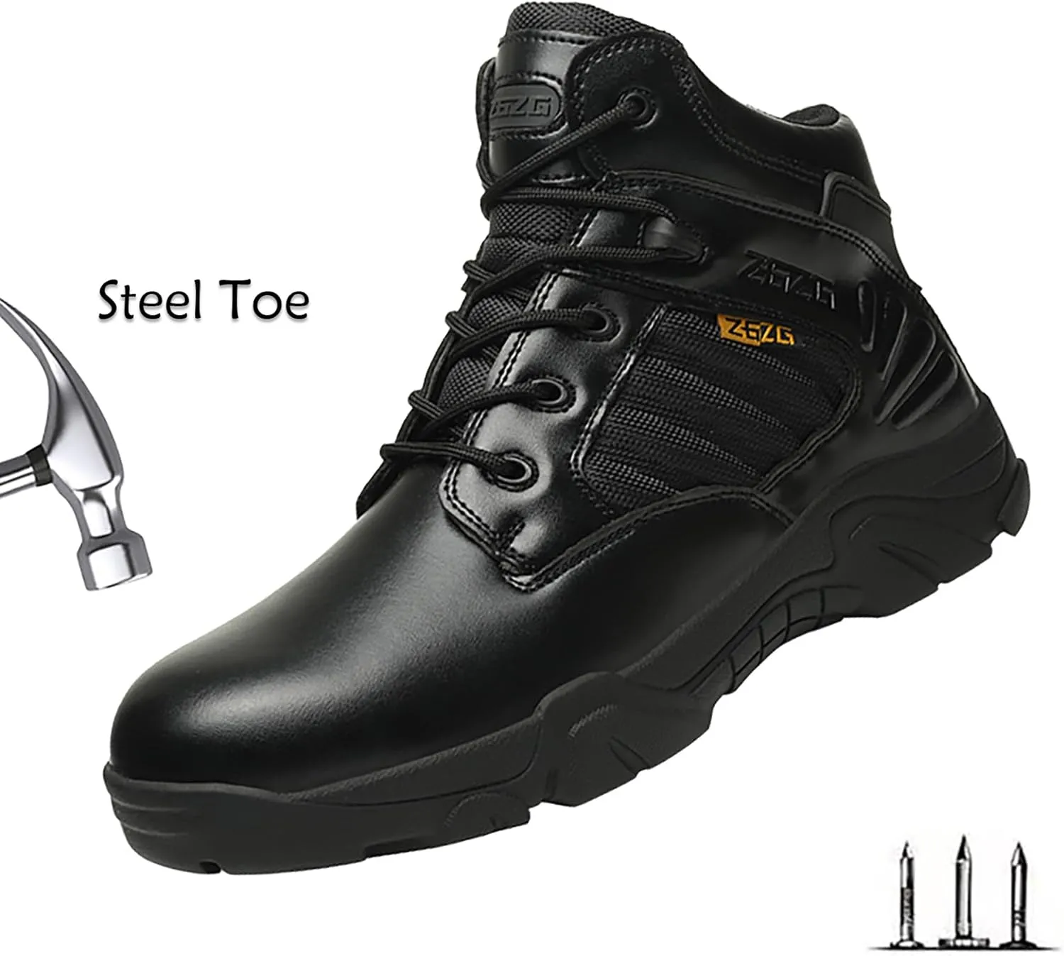 Breathable Work Safety Boots Lightweight Mid Cut Steel Toe Industry Construction Sneakers
