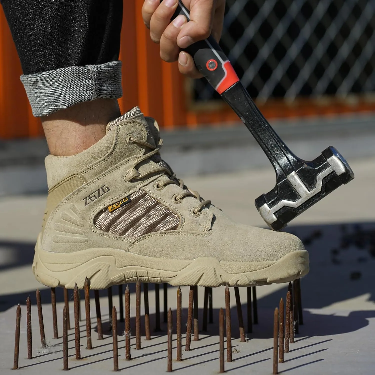 Breathable Work Safety Boots Lightweight Mid Cut Steel Toe Industry Construction Sneakers