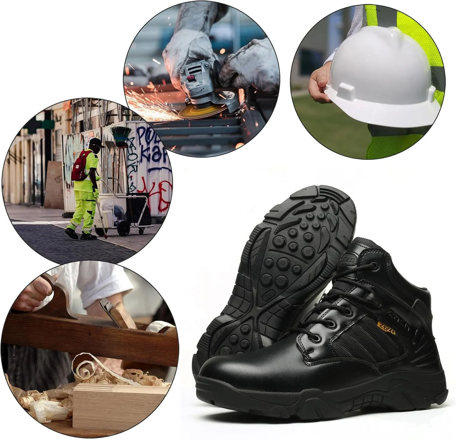 Breathable Work Safety Boots Lightweight Mid Cut Steel Toe Industry Construction Sneakers