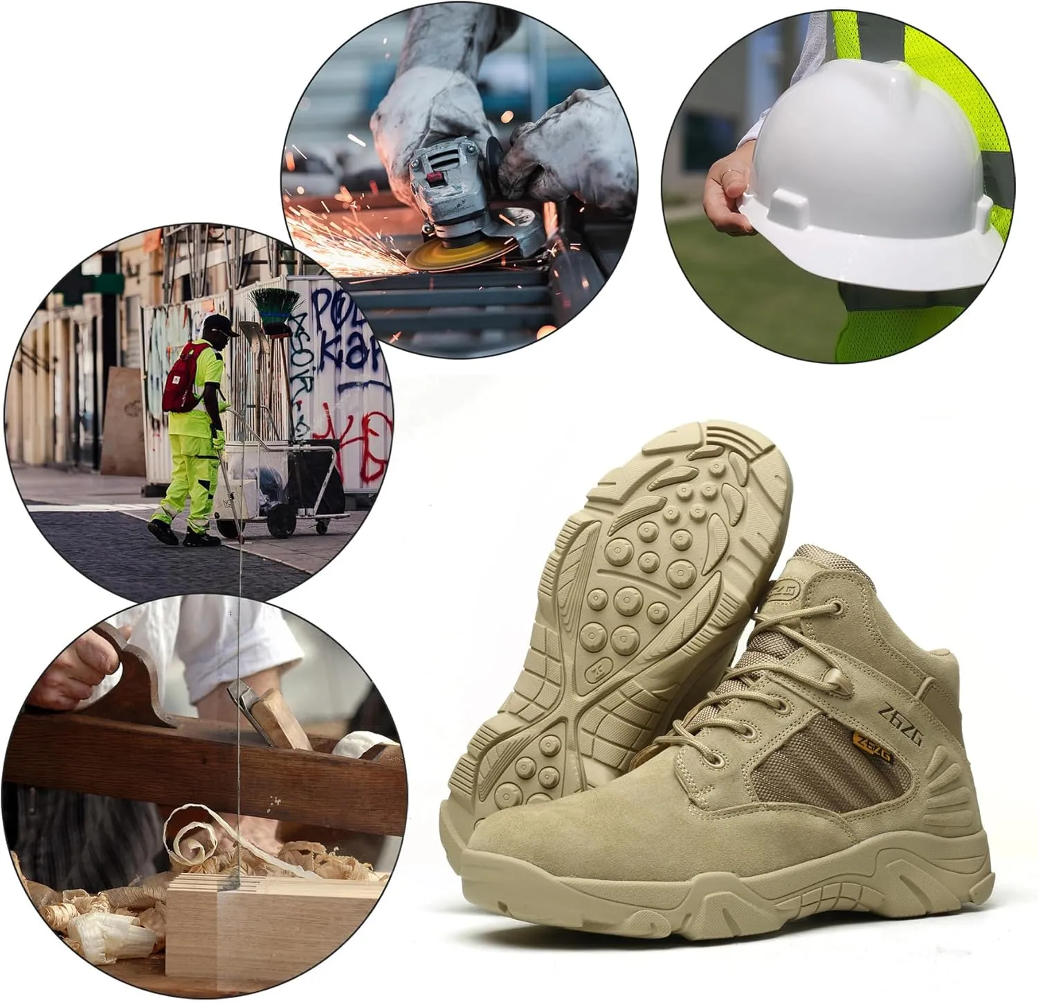 Breathable Work Safety Boots Lightweight Mid Cut Steel Toe Industry Construction Sneakers