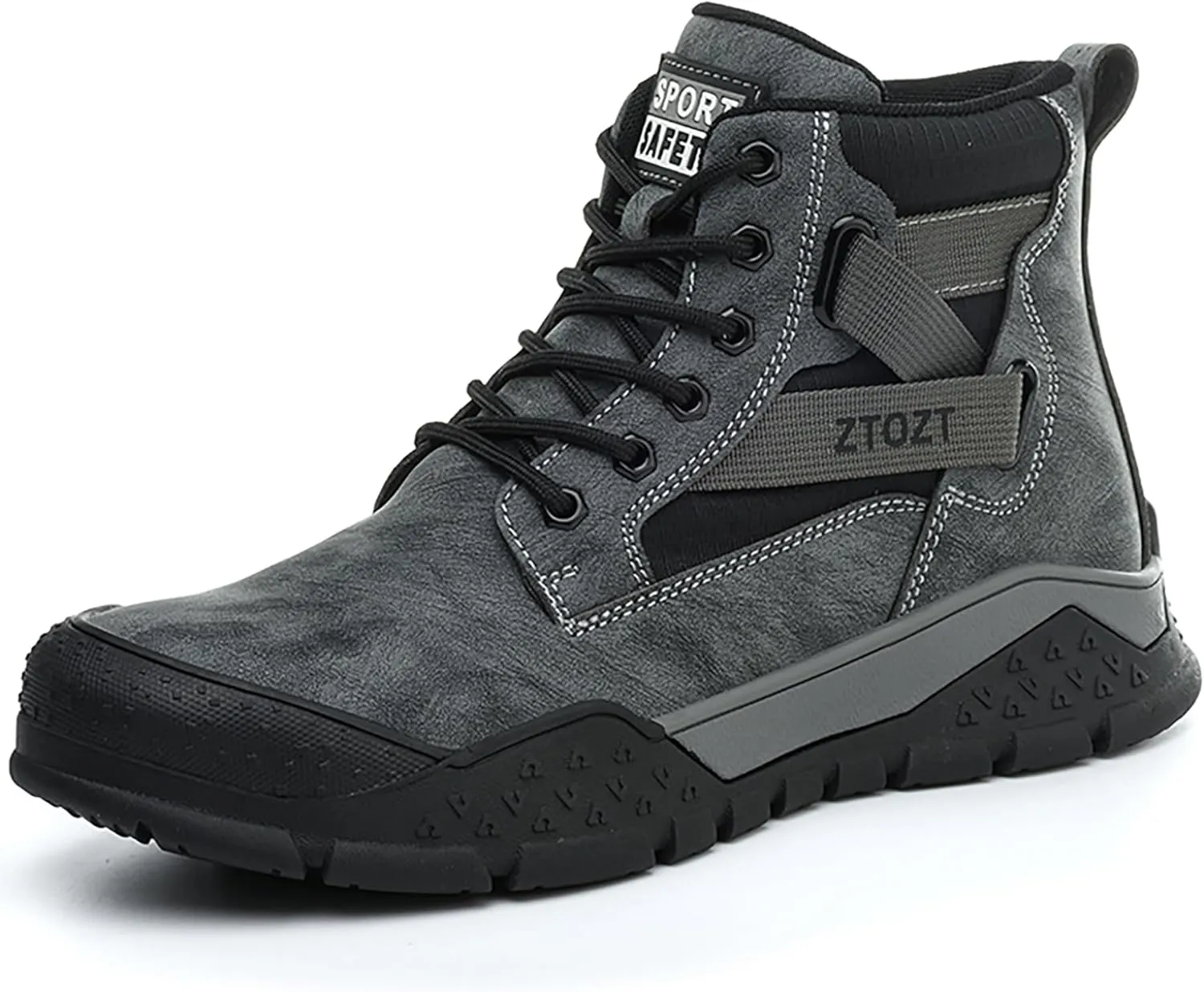 Breathable Work Safety Boots Lightweight Mid Cut Steel Toe Industry Construction Sneakers