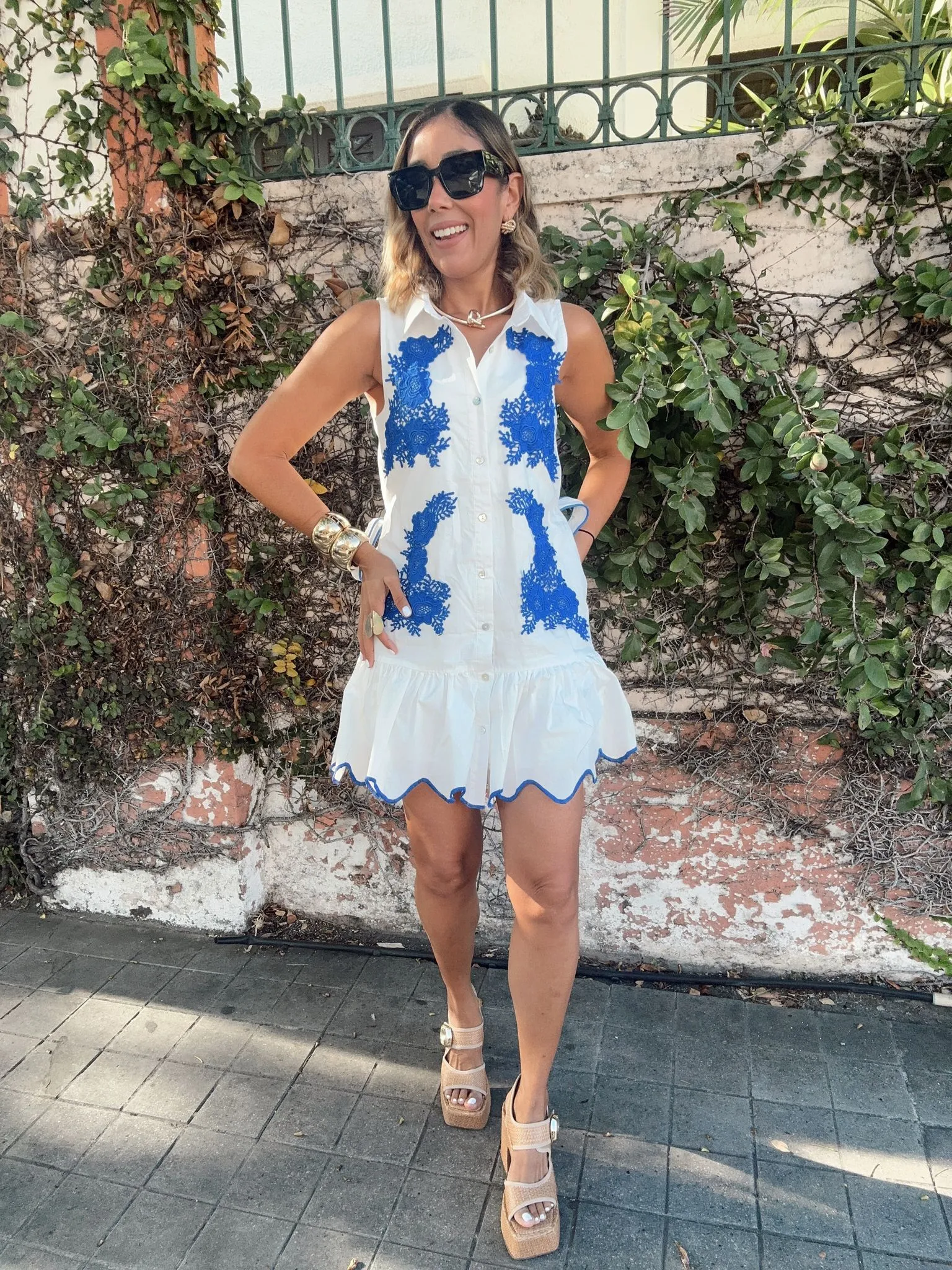 Brooklyn Embroidered Button Down Mini Dress