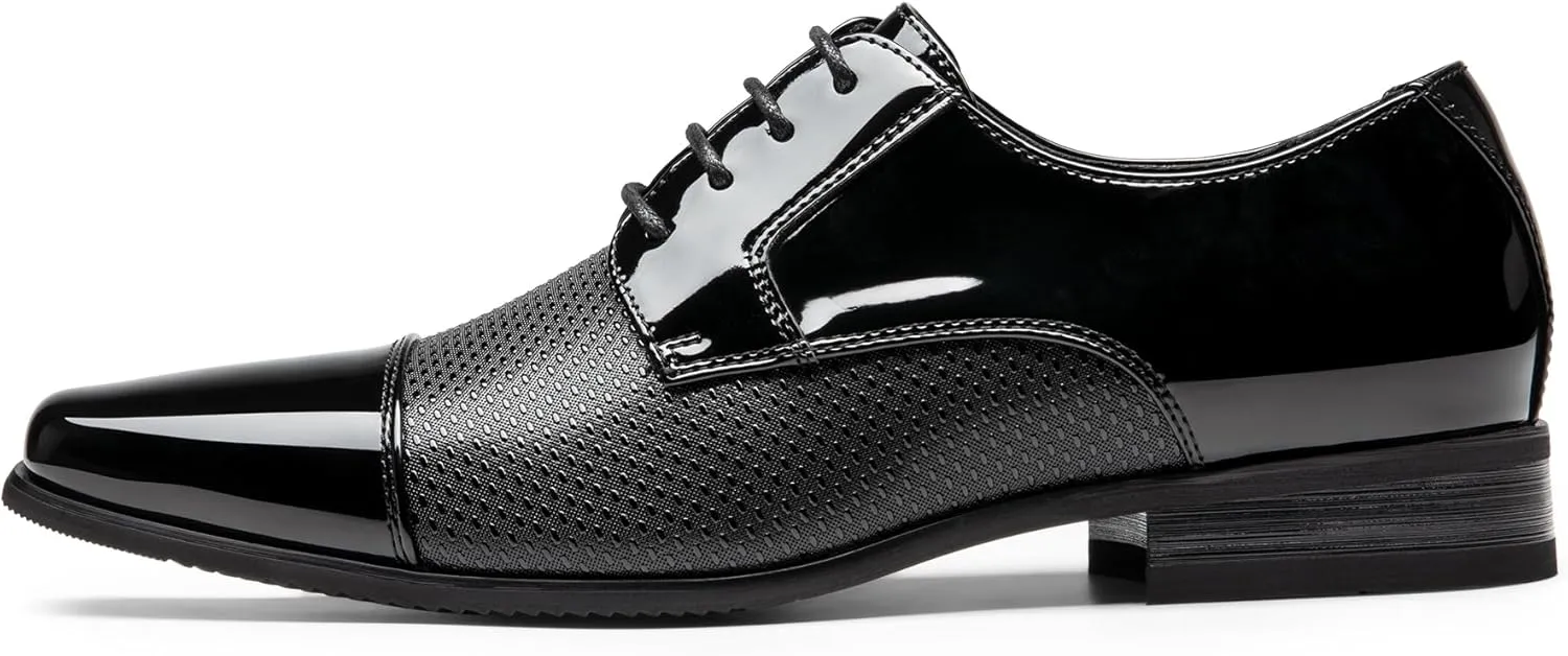 Bruno Marc Men's Patent Tuxedo Dress Shoes Classic Lace-up Formal Oxfords