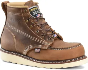 Carolina AMP USA 6" Steel Moc Toe Work Boots for Men - USA Made, Old Town Folklore Leather Upper, Oil & Slip Resistant Outsole, Poron Insole