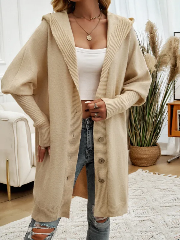 Casual Loose Button-Down Hooded Sweater Cardigan