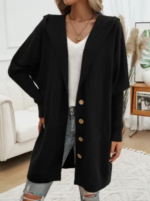 Casual Loose Button-Down Hooded Sweater Cardigan