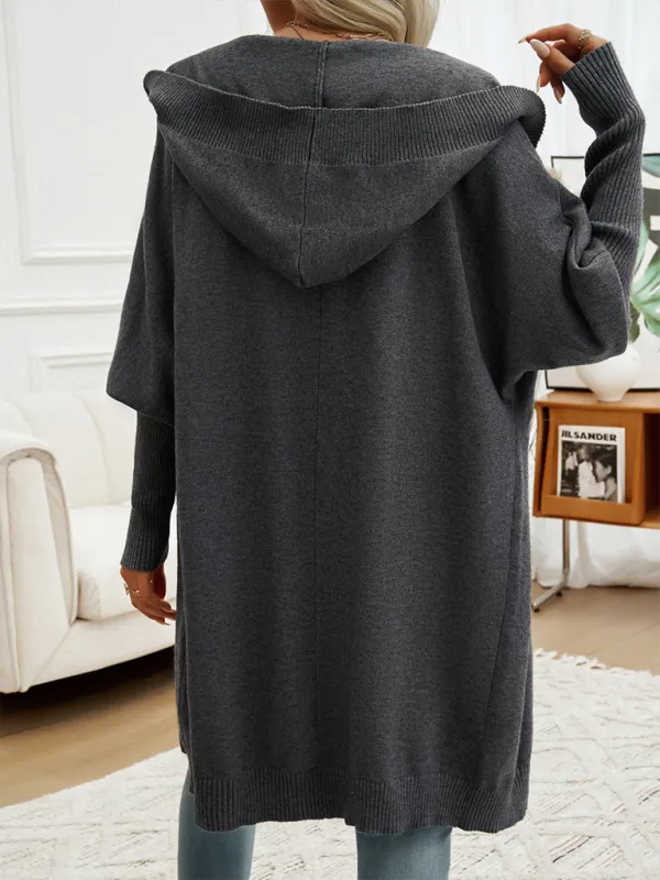 Casual Loose Button-Down Hooded Sweater Cardigan