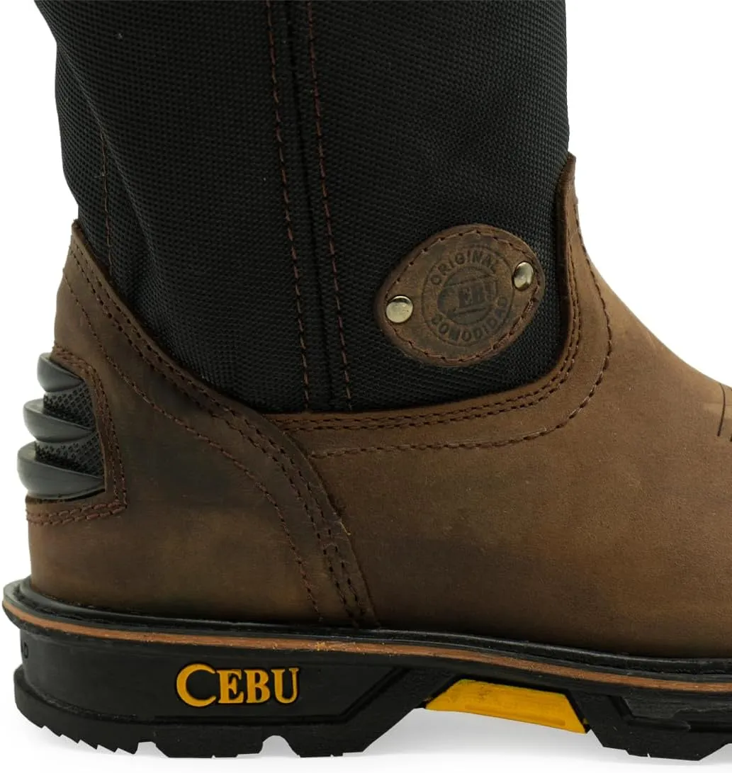 CEBU Men's HL100 Soft Toe Work Boots - breathable heavy duty, oil and acid resistant, warehouse, utility, manufacturing, 10 inch, pull on