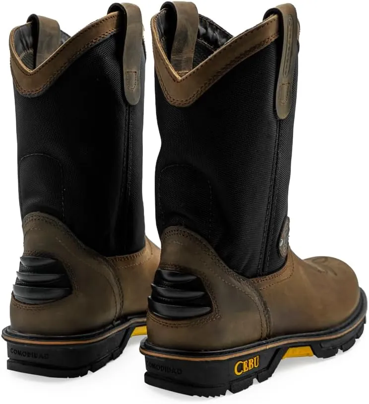 CEBU Men's HL100 Soft Toe Work Boots - breathable heavy duty, oil and acid resistant, warehouse, utility, manufacturing, 10 inch, pull on