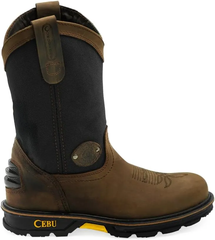 CEBU Men's HL100 Soft Toe Work Boots - breathable heavy duty, oil and acid resistant, warehouse, utility, manufacturing, 10 inch, pull on