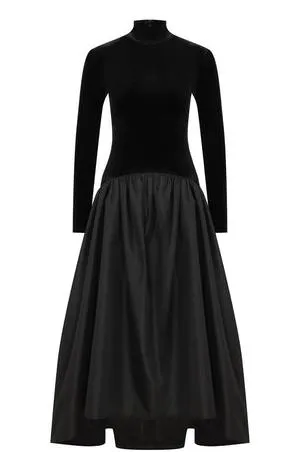 Celeste – Midnight Noir Long Sleeve Midi Dress