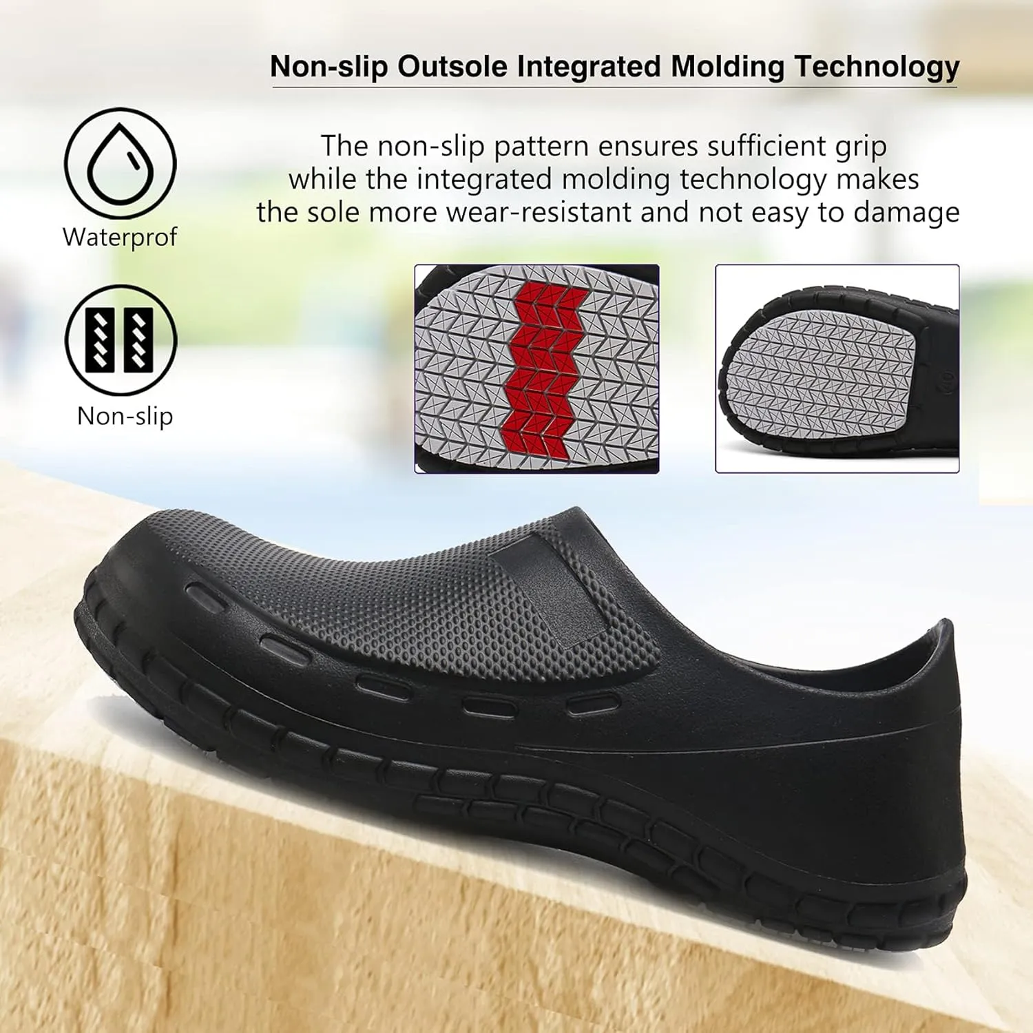 Chef Shoes for Men Nonslip Water Proof Work Shoes Mens Clogs Comfortable Nursing Nurse Shoes for Gardener Men Indoor and Outdoor for Kitchen Office Seaside-Zapatos de Cocina para Hombres