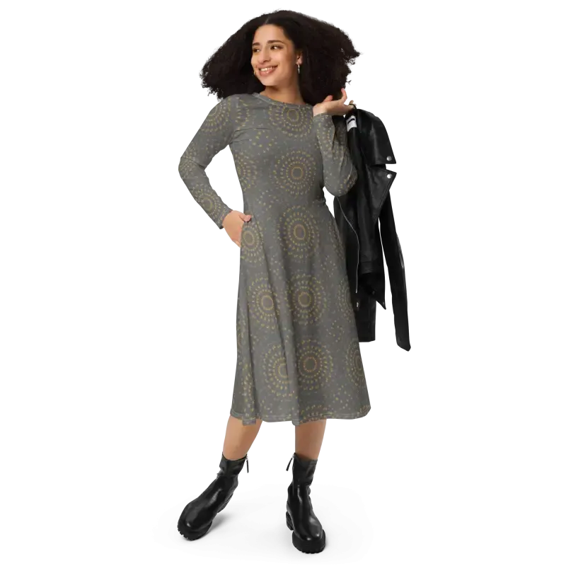 Chic Long Sleeve Midi Dress Elevates Style