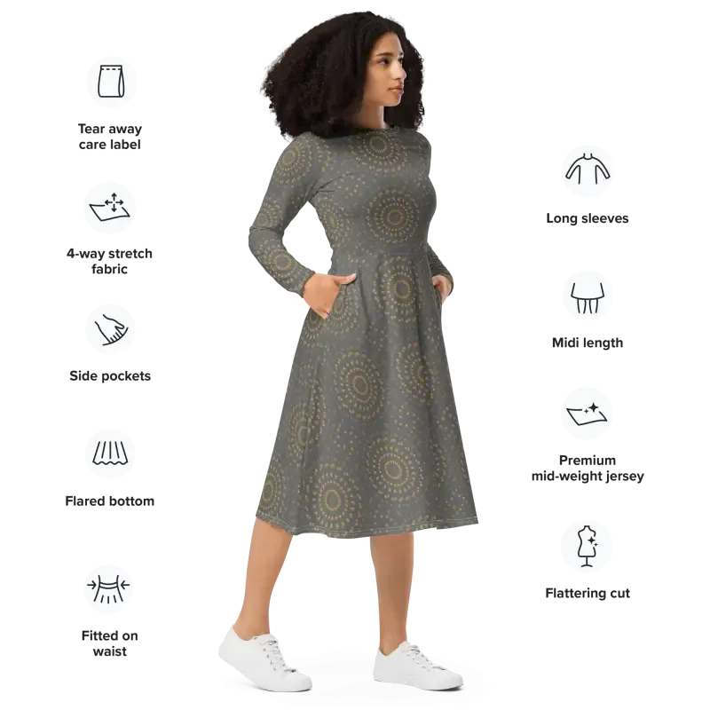 Chic Long Sleeve Midi Dress Elevates Style