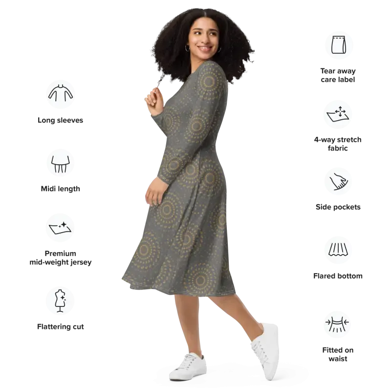 Chic Long Sleeve Midi Dress Elevates Style