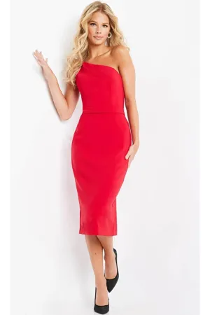 Christmas Dress in Red Jersey Column Style For A Holiday Party