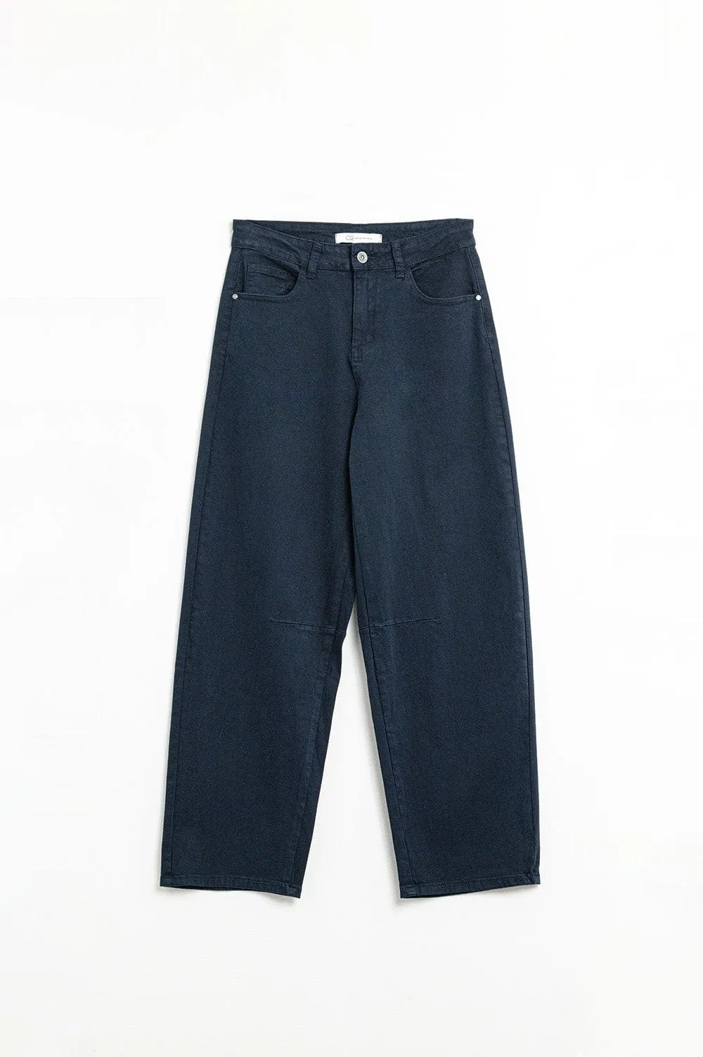 Comfortable Stretch Jeans With Barrel Leg In Navy