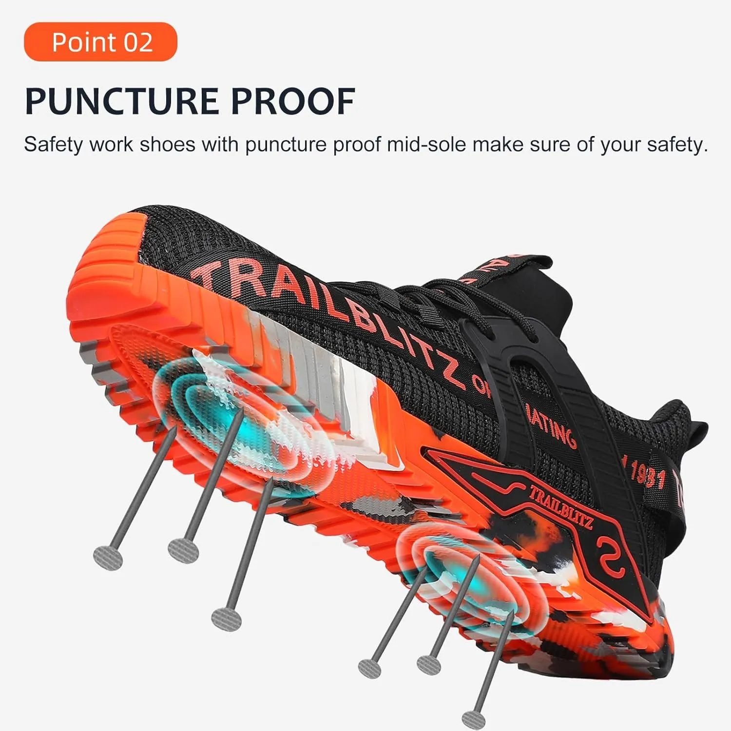 Composite Steel Toe Shoes for Men Work Safety Sneakers Non Slip Comfortable Lightweight Breathable Mens Hard Toe Industrial Construction Tennis Slip On Footwear